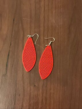 Red Perforated Teardrop Earrings